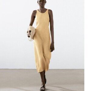 Sleeveless Midi Tank Dress in Mustard